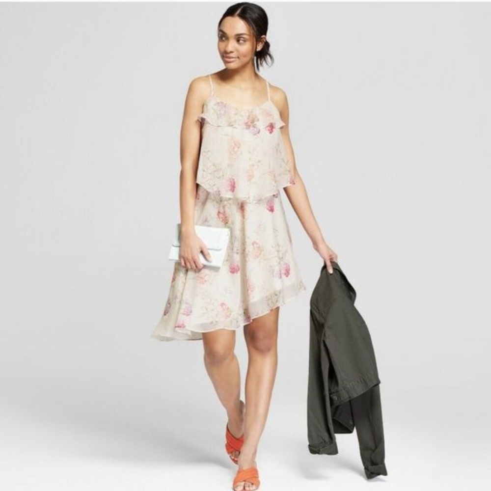 NEW Floral Sleeveless Ruffle Asymmetrical Dress C8 - Picture 8 of 8